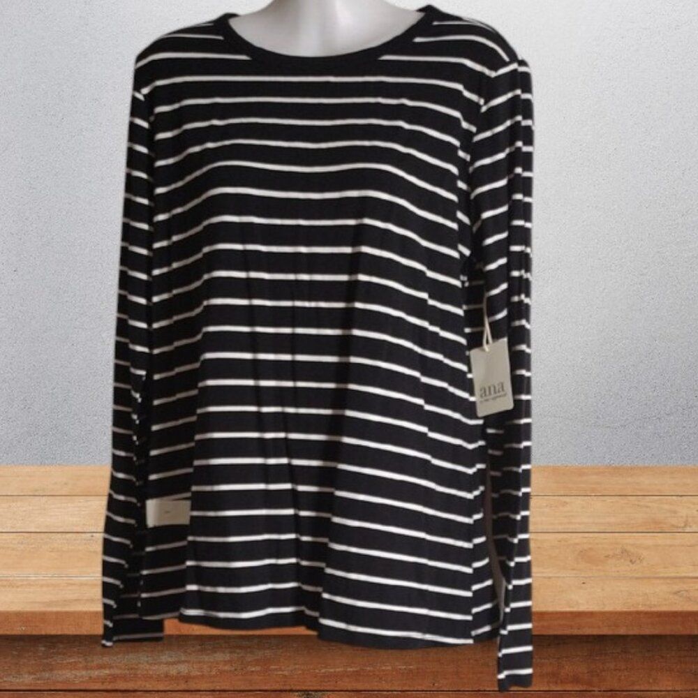 NWT a.n.a Classic Black and White Striped Tee